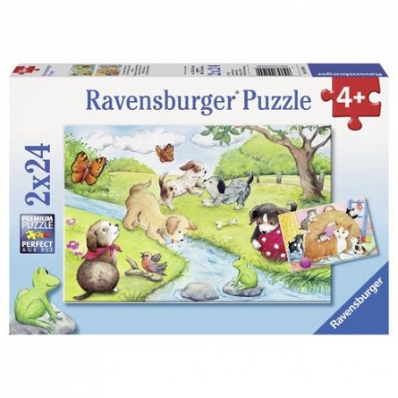 Puzzle animale jucause, 2x24 piese