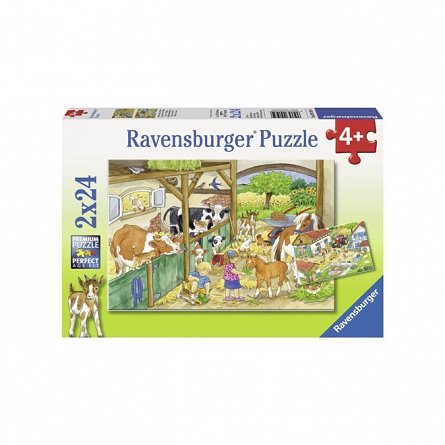 Puzzle Ravensburger - O zi la ferma, 2x24 piese