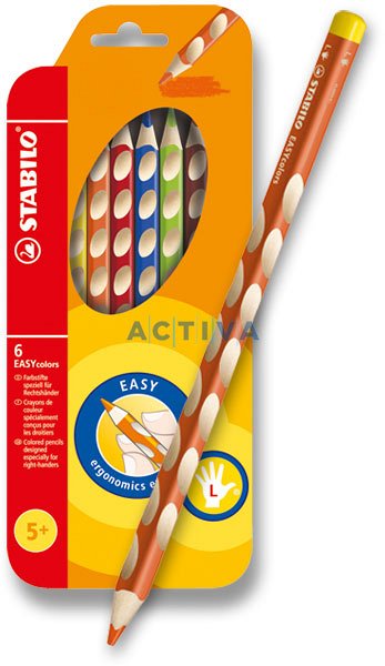 Creioane colorate Stabilo EASYstart, set 6 culori, stangaci