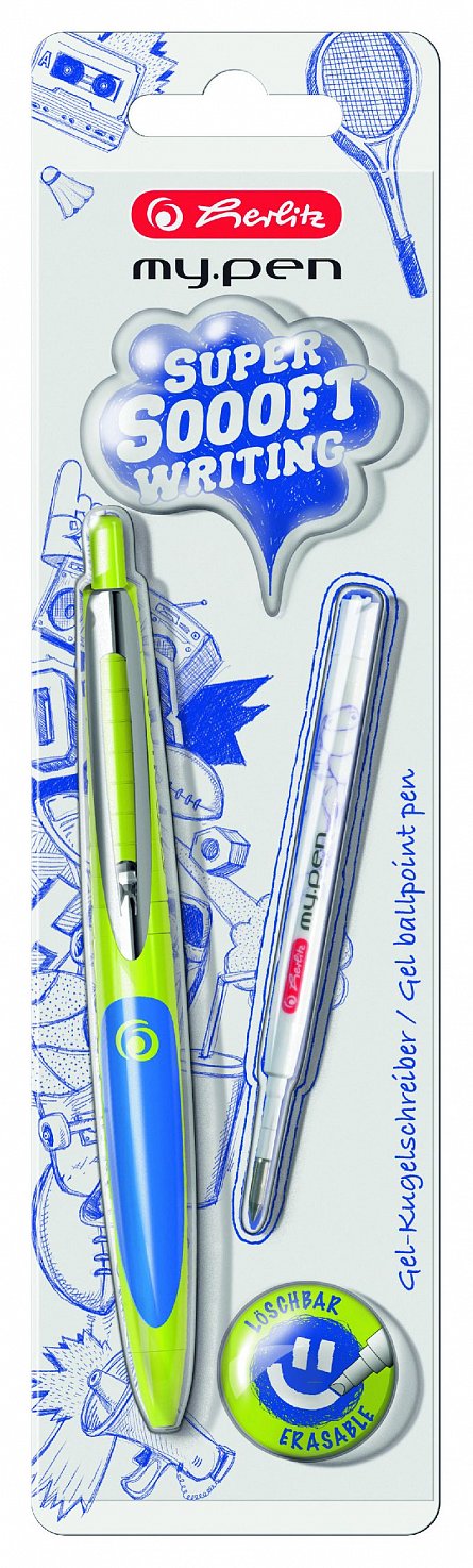 Pix cu gel My.Pen,corp lemon/albastru intens