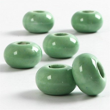 Margele ceramica,15mm,rotunde,verde,6b