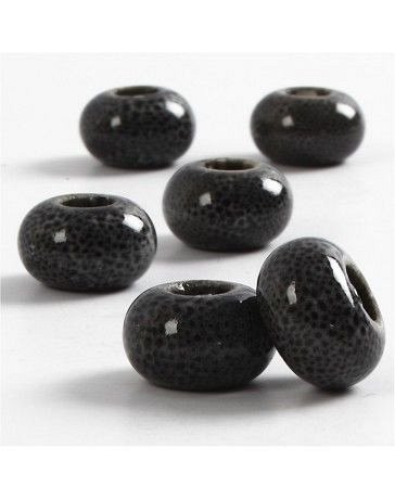 Margele ceramica,15mm,rotunde,negru,6b