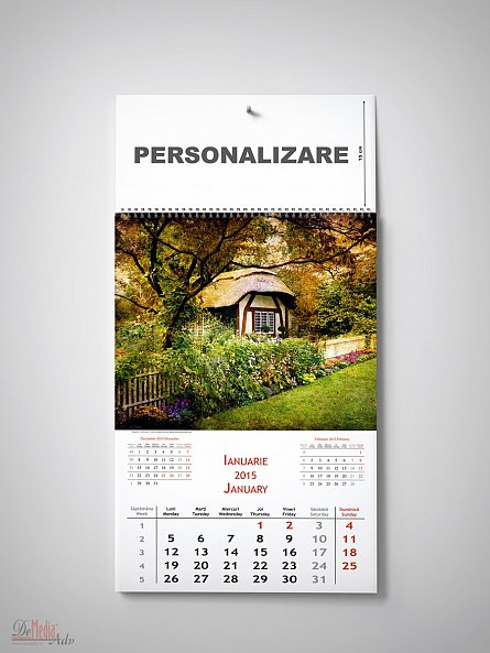 Calendar perete 32x48cm,Gradini,12f,2015