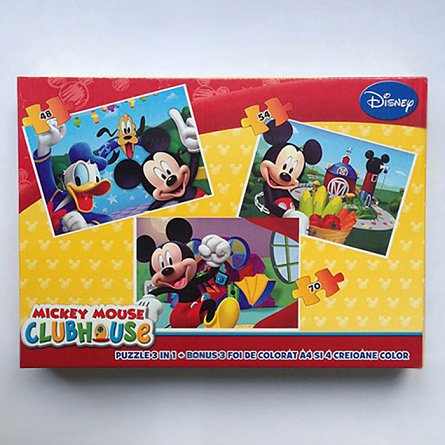 Puzzle 3buc/set,coloriaj,Mickey