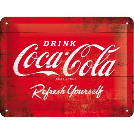 Placa 15x20 Coca-Cola - Logo Red Refresh Yourself