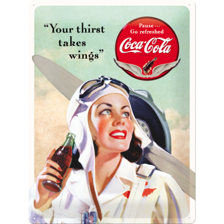 Placa 30x40 Coca-Cola - Takes Wings Lady