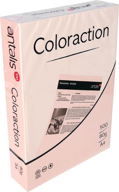 Hartie color pentru copiator, A4, 80 g/mp, coala, roz, Coloraction