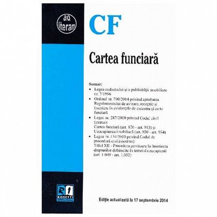Cartea funciara. Actualizat septembrie 2014