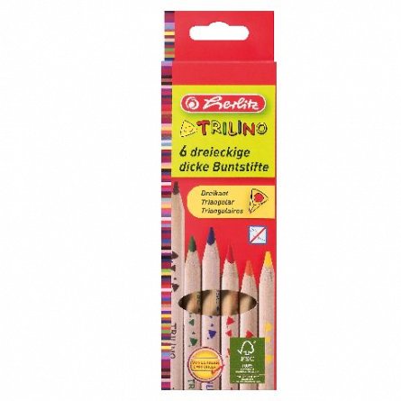 Creioane colorate,6bucati,Herlitz Trilino