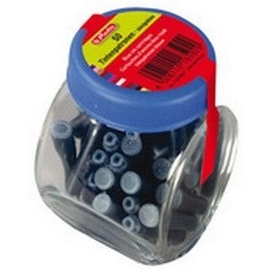 Patroane cerneala Herlitz, set 50 bucati, mici, albastru royal, borcan