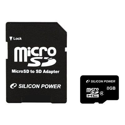 Card Memorie microSDHC SiliconPower, 8GB, C4 + adaptor