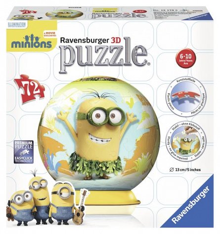Puzzle 3D Minions,glob,72 pcs