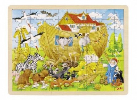 Puzzle lemn,arca lui Noe,96pcs,Goki