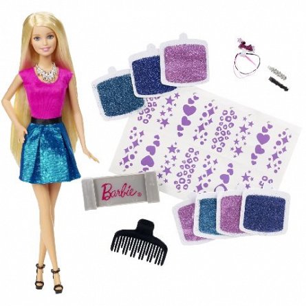 Papusa Barbie,par cu sclipici,set