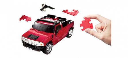Puzzle 3D,masina,Hummer,rosu mat,plastic
