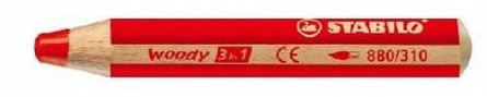 Creion colorat Stabilo Woody 3in1, rosu