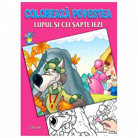 Coloreaza povestea: Lupul si cei sapte iezi