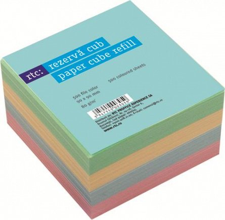 Cub hartie RTC, 90 x 90 mm, 80 g, 500 coli, 4 culori