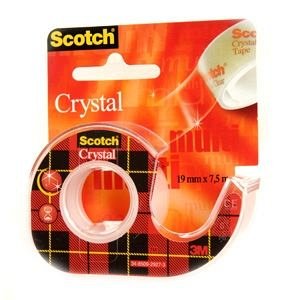 Banda adeziva Scotch, 19  mm x 7.5 m, Crystal, dispenser