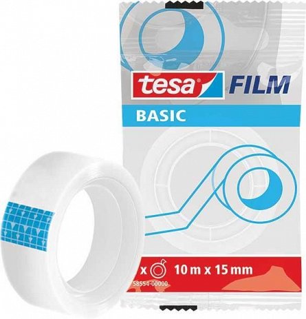 Banda adeziva Tesa, 12 mm x 10m, Basic, transparent