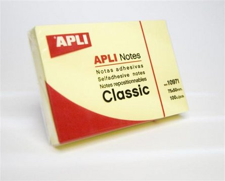 Notite adezive Apli, 50 x 75 mm, 100 file, galben