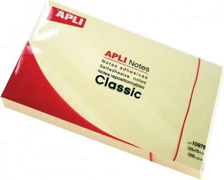 Notite adezive Apli,75x75mm,100f,galben,pastel