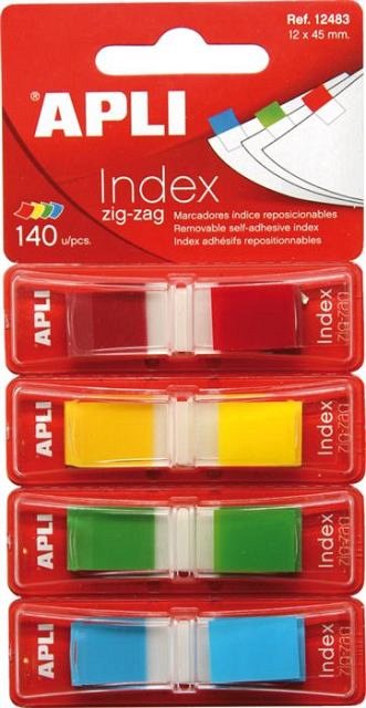 Index adeziv Apli, 12 x 45 mm, 4 x 35 file, culori mate