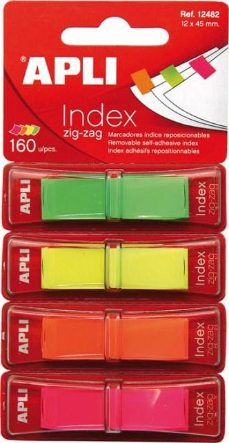 Index adeziv Apli, 12 x 45 mm, 4 x 40 file, culori neon