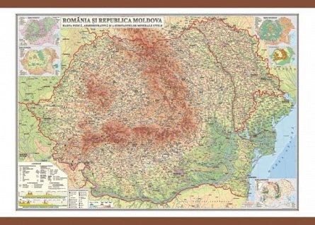 Harta Romania,fizica/adm/subs.min.,50/70cm