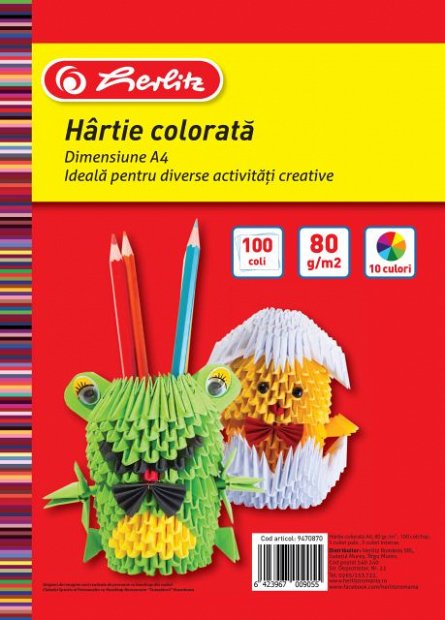 Hartie color A4,80g,100coli,div.culori