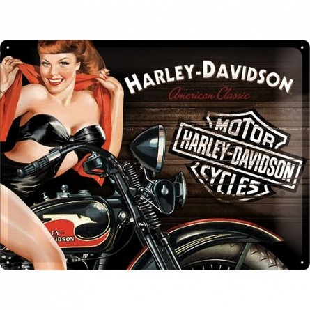 NA Placa 30x40 23223 Harley-Davidson Biker Babe Red