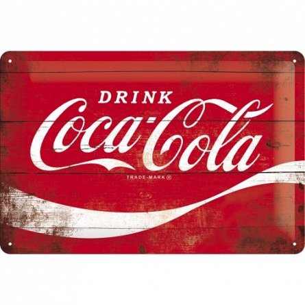 Placa 20x30 22235 Coca-Cola Logo Red Wave