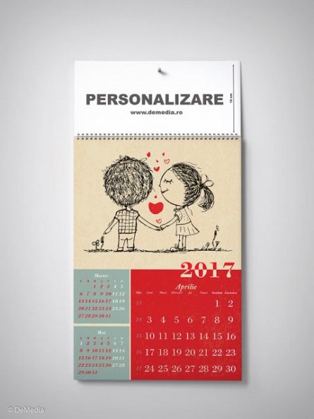 Calendar perete 33x48cm,Dragoste,12f,2017