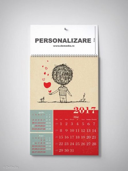 Calendar perete 33x48cm,Dragoste,12f,2017