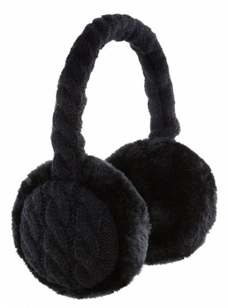 Casti pufoase KitSound Cable Knit, mufa 3.5mm, Negru