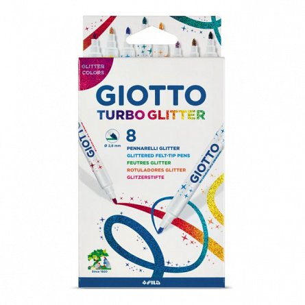 Markere pt copii,Giotto Turbo glitter,8buc/set