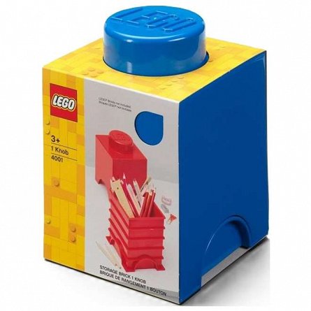 Cutie depozitare LEGO patrata, 1x1, albastru inchis