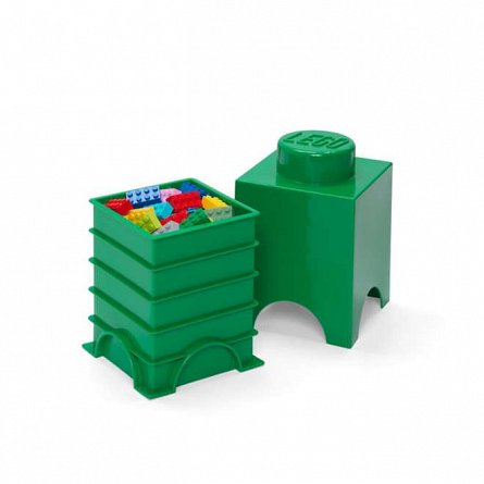 Cutie depozitare LEGO patrata, 1x1, verde inchis