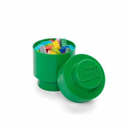 Cutie depozitare LEGO rotunda, 1x1, verde