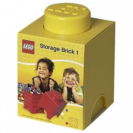 Cutie depozitare LEGO patrata, 1x1, galben