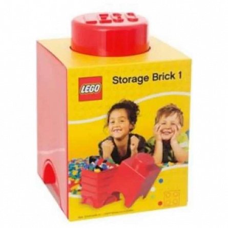 Cutie depozitare LEGO patrata, 1x1, rosu