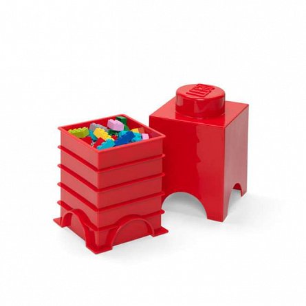 Cutie depozitare LEGO patrata, 1x1, rosu