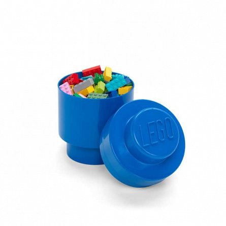 Cutie depozitare LEGO rotunda, 1x1, albastru