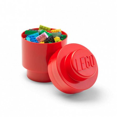 Cutie depozitare LEGO rotunda, 1x1, rosu