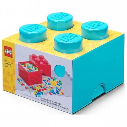 Cutie depozitare LEGO, 2x2, albastru turcoaz