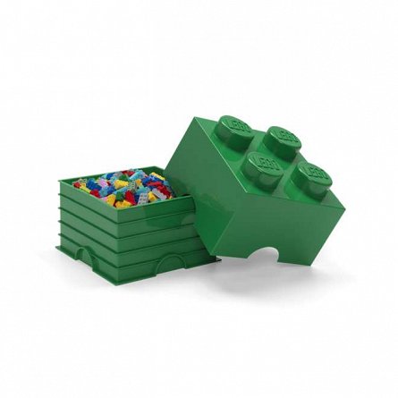 Cutie depozitare LEGO, 2x2, verde inchis