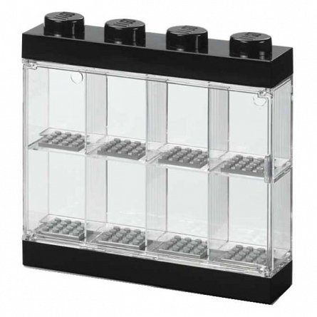 Cutie display minifigurine LEGO, 8 spatii, negru