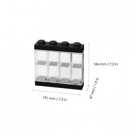 Cutie display minifigurine LEGO, 8 spatii, negru