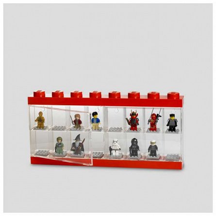 Cutie display minifigurine LEGO, 16 spatii, rosu