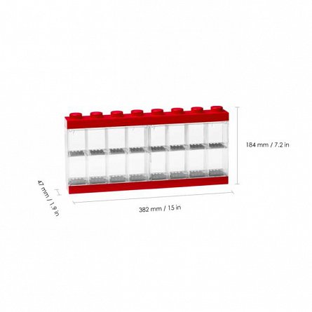 Cutie display minifigurine LEGO, 16 spatii, rosu